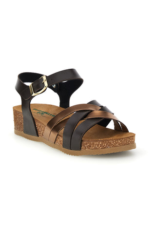 Schwarze und kupferfarbene Sandalen mit Leder-Innensohle Pittarello Eco 293A850SR