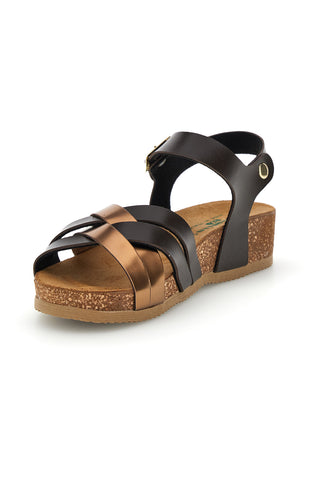 Schwarze und kupferfarbene Sandalen mit Leder-Innensohle Pittarello Eco 293A850SR