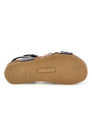 Schwarze und kupferfarbene Sandalen mit Leder-Innensohle Pittarello Eco 293A850SR