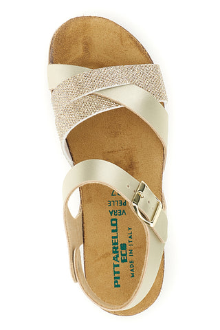 Beige und goldfarbene Sandalen mit Leder-Innensohle Pittarello Eco 293A940SR