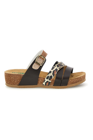 Dunkelbraune Hausschuhe mit Animalier- und Goldglitzer-Details Pittarello Eco 293A410SR