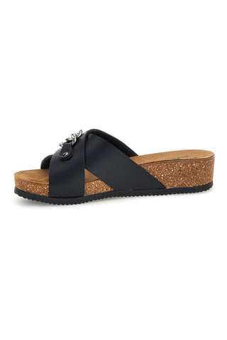 Schwarze Hausschuhe mit Kette und Ledereinlegesohle Pittarello Eco 293A121SR