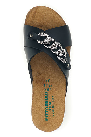 Schwarze Hausschuhe mit Kette und Ledereinlegesohle Pittarello Eco 293A121SR