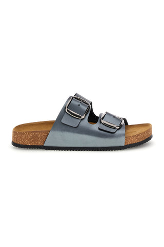 Pittarello Tierra Metallic Doppel-Riemen graue Hausschuhe 335A20630SR