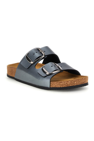 Ciabatte grigie doppia fascia metallizzate Pittarello Tierra 335A20630SR