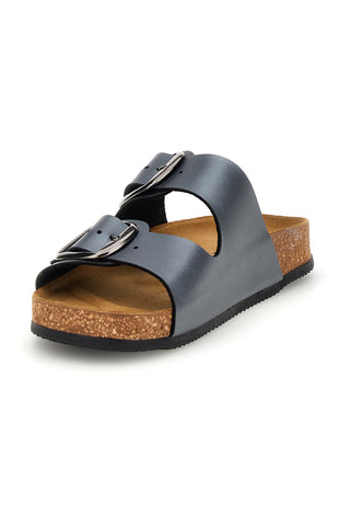 Ciabatte grigie doppia fascia metallizzate Pittarello Tierra 335A20630SR