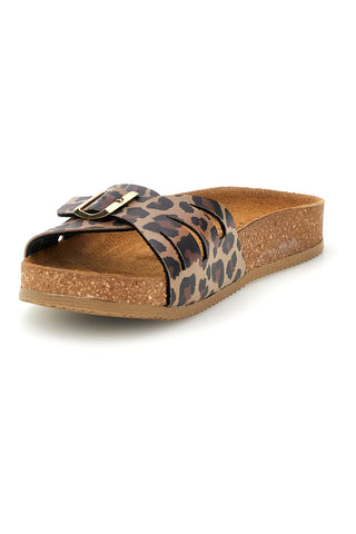 Ciabatte marrone animalier fascia incrociata Pittarello tierra 335A021SR