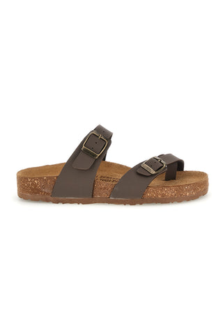 Ciabatte taupe con fibbie e plantare anatomico Bio up 203