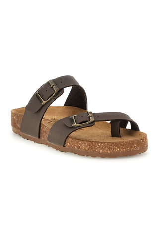 Ciabatte taupe con fibbie e plantare anatomico Bio up 203