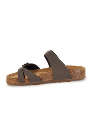 Ciabatte taupe con fibbie e plantare anatomico Bio up 203