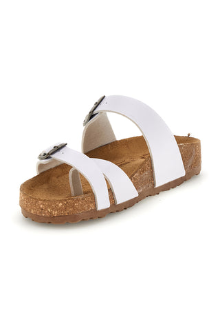 Ciabatte bianche con fibbie e plantare anatomico Bio up 203