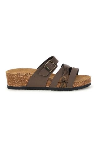 Taupe Hausschuhe mit Riemen und anatomischen Fußbett Bio up 308