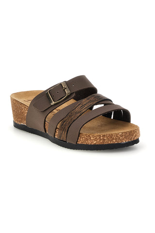 Taupe Hausschuhe mit Riemen und anatomischen Fußbett Bio up 308