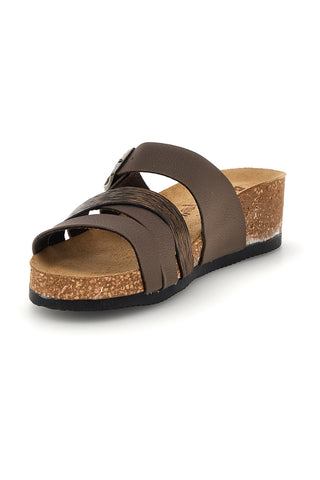 Taupe Hausschuhe mit Riemen und anatomischen Fußbett Bio up 308