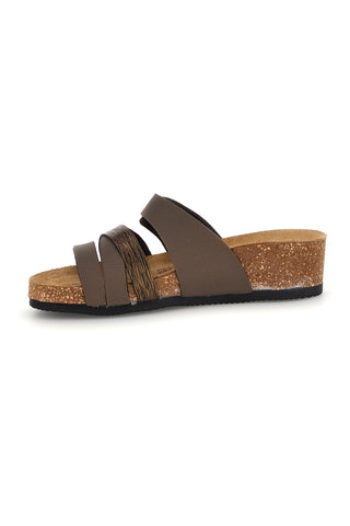 Taupe Hausschuhe mit Riemen und anatomischen Fußbett Bio up 308