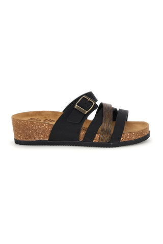 Schwarze Hausschuhe mit Riemen und anatomischem Fußbett Bio up 308