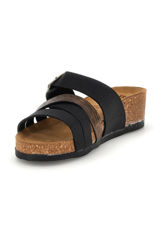 Schwarze Hausschuhe mit Riemen und anatomischem Fußbett Bio up 308