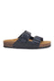 Schwarze Slipper mit doppelter Schnalle und Innensohle aus echtem Leder Biomodex 39900Q