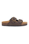 Dunkelbraune Slipper mit doppelter Schnalle und Innensohle aus echtem Leder Biomodex 39900Q