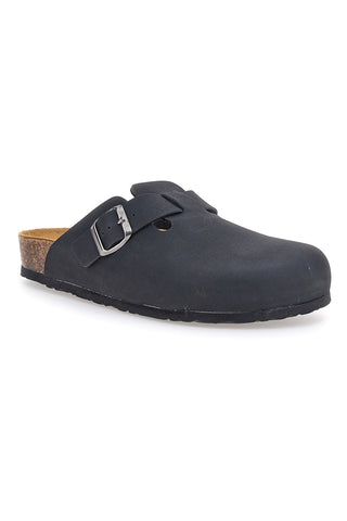 Schwarzer Clog mit Innensohle aus echtem Leder Biomodex 32950