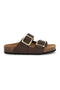 Dunkelbraune Slipper mit doppelter Schnalle und Innensohle aus echtem Leder Biomodex 31801Q
