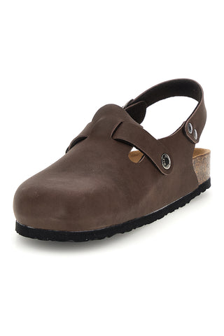 Braune Pantoffeln mit verstellbarem Riemen und Innensohle aus echtem Leder Biomodex 855