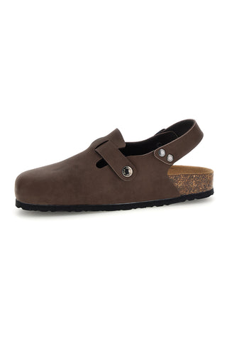 Braune Pantoffeln mit verstellbarem Riemen und Innensohle aus echtem Leder Biomodex 855