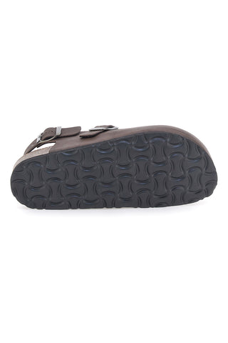 Braune Pantoffeln mit verstellbarem Riemen und Innensohle aus echtem Leder Biomodex 855