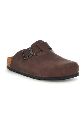 Braune Sabots aus echtem Leder mit verstellbarer Schnalle von Green Walk, Modell 335A013P