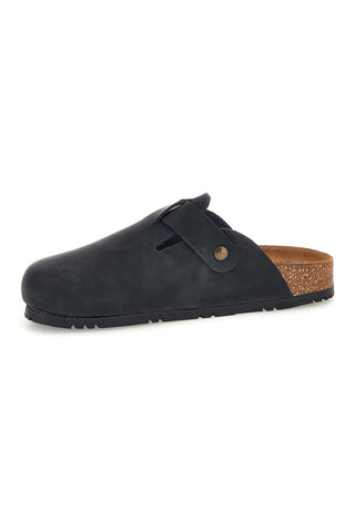 Schwarze Sabot-Sandalen aus echtem Leder mit verstellbarer Schnalle von Green Walk 335A013P