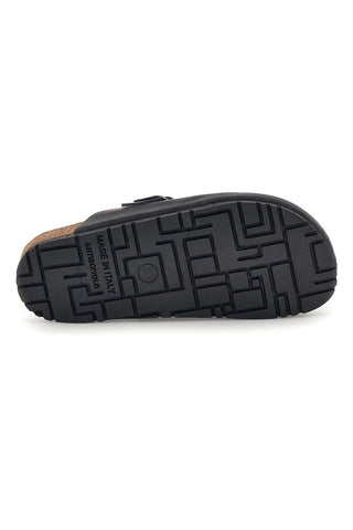 Schwarze Sabot-Sandalen aus echtem Leder mit verstellbarer Schnalle von Green Walk 335A013P