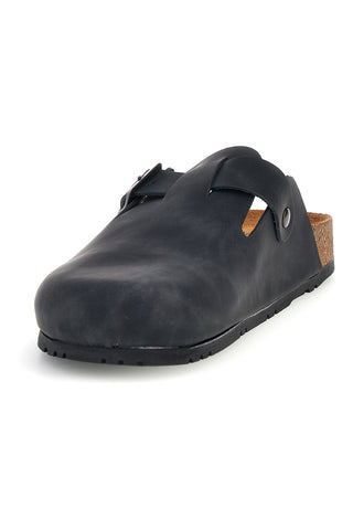 Schwarze Sabot-Sandalen aus echtem Leder mit verstellbarer Schnalle von Pittarello Green Walk 335A013P