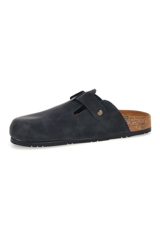 Schwarze Sabot-Sandalen aus echtem Leder mit verstellbarer Schnalle von Pittarello Green Walk 335A013P