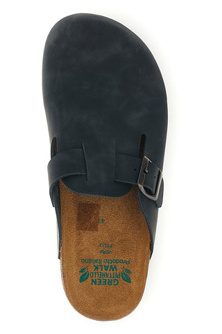 Schwarze Sabot-Sandalen aus echtem Leder mit verstellbarer Schnalle von Pittarello Green Walk 335A013P