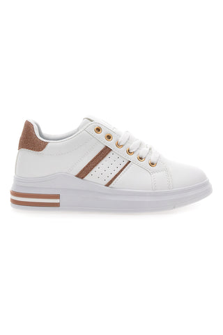 Weiße und rosa Sneakers mit Schnürsenkeln CAFE' COST BK2450
