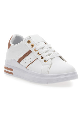 Weiße und rosa Sneakers mit Schnürsenkeln CAFE' COST BK2450