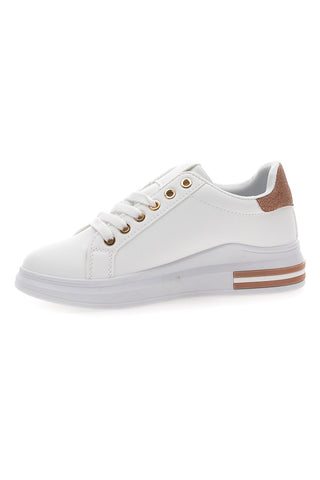 Weiße und rosa Sneakers mit Schnürsenkeln CAFE' COST BK2450