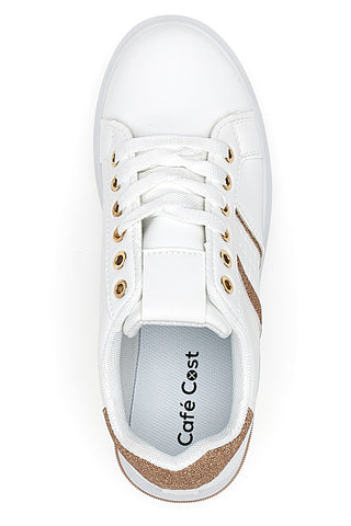 Weiße und rosa Sneakers mit Schnürsenkeln CAFE' COST BK2450