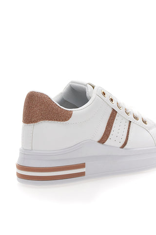 Weiße und rosa Sneakers mit Schnürsenkeln CAFE' COST BK2450