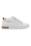 Weiße perforierte Sneakers mit goldenen Details CAFE' COST BK2440