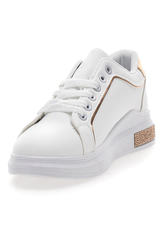 Weiße perforierte Sneakers mit goldenen Details CAFE' COST BK2440