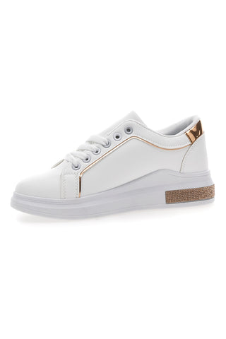 Weiße perforierte Sneakers mit goldenen Details CAFE' COST BK2440