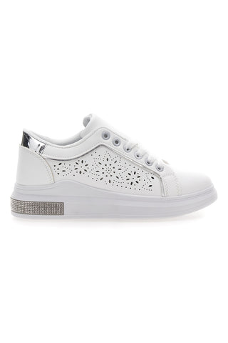 Sneakers traforate bianche con dettaglio argento CAFE' COST BK2440