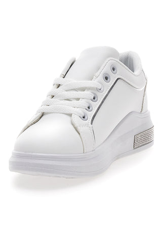 Weiße perforierte Sneakers mit silbernem Detail CAFE' COST BK2440