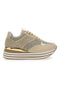 Beige Schnürschuhe mit Plateau und Obermaterial mit Glitzer CAFE‘ COST H1506049