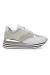Weiße Schnürschuhe mit Plateau und Obermaterial mit Glitzer CAFE‘ COST H1506049
