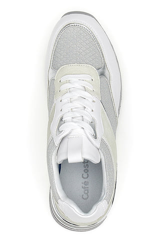 Weiße Schnürschuhe mit Plateau und Obermaterial mit Glitzer CAFE‘ COST H1506049