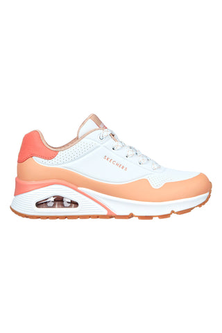 Weiße und rosa Sneakers Skechers Uno-Pop Color Fun