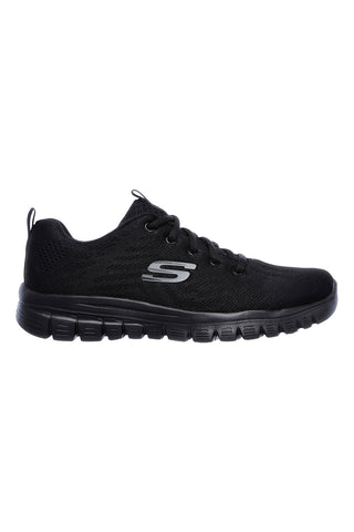 SKECHERS Graceful Black Trainingsschuhe mit breiter Sohle – Get Connected