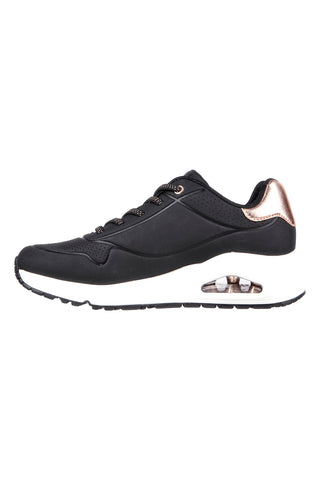 Skechers Street Uno Shimmer Away Schwarze Turnschuhe